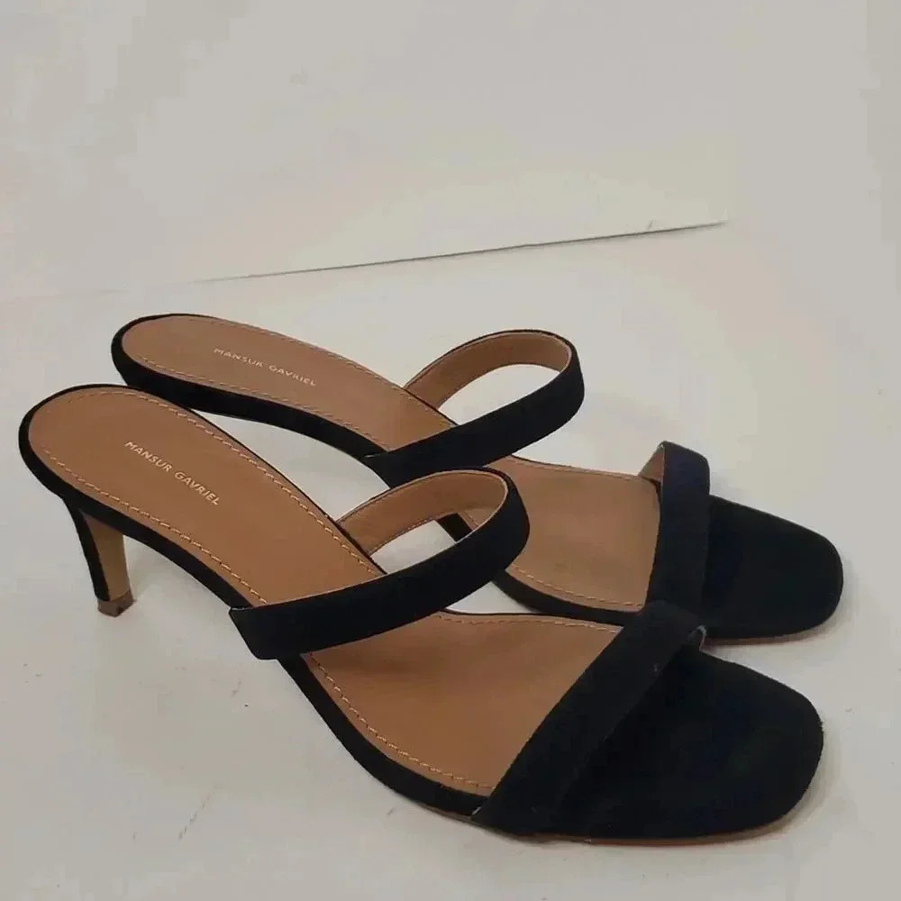 Mansur Gavriel Suede Navy Mule 38